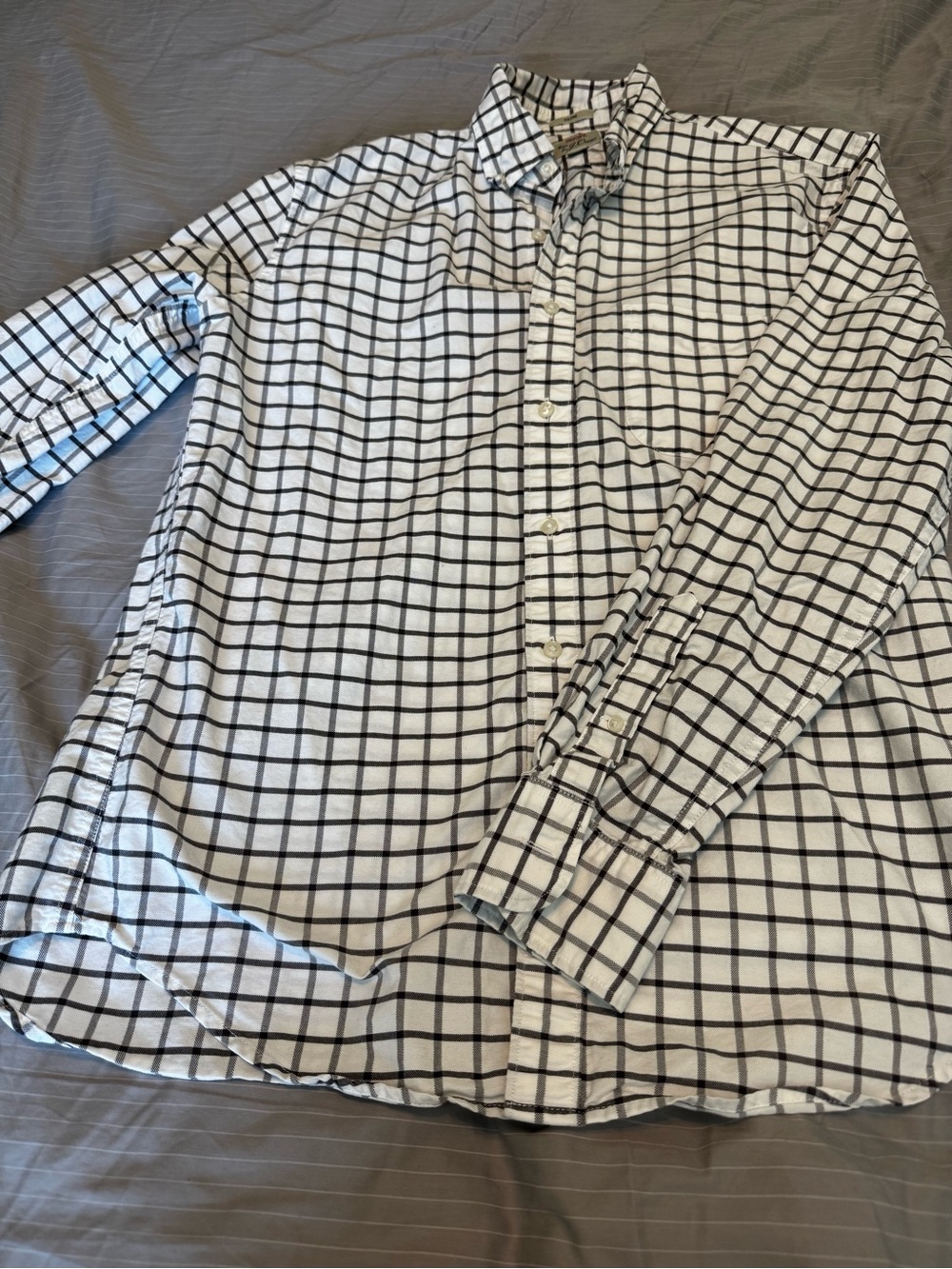 J. Crew White Button-Down Shirt with Black Windowpane Check